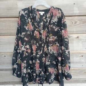 Style & Co Floral Pintuck Blouse
